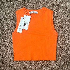 Zara Orange knit crop tank